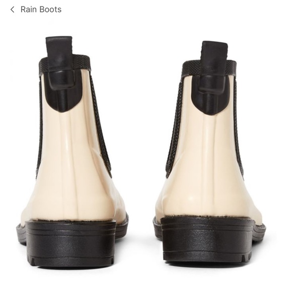 New in box; Aigle brand cream & black trim rain boots. Made in France - Picture 5 of 9